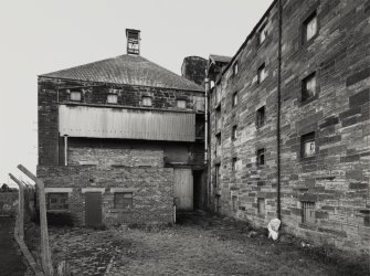 Edinburgh, Leith, Salamander Street, Seafield Maltings.
View from South-West of kiln at South-West end of main range of buildings.