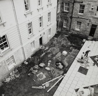 View of remains of forestair on North front of No.5 Sciennes House Place