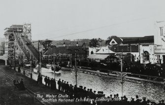 Photographic copy of a postcard.
View of the Water Chute.
Titled: 'The Water Chute, Scottish National Exhibition Edinburgh, 1908'.