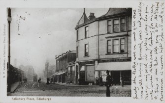 Salisbury Place
View from east (postcard).
Insc: 'Salisbury Place, Edinburgh', 'M. T. Marshall, 6 Salisbury Place, Edinburgh'.
NMRS Survey of Private Collections.