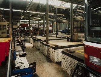 Edinburgh, Leith Walk, Shrub place, Shrubhill Tramway Workshops and Power Station
Interior view from north within Body Shop, looking along the ends of the inspection pits