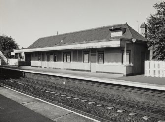 Edinburgh, Slateford Road, Slateford Railway Station.
View of East bound platform offices from S-S-E.