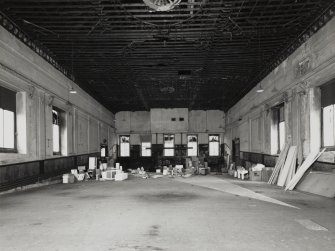 View from West of first floor main hall showing projection box.
