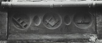 Edinburgh, St Anthony's Place, Masonic Lodge.
Detail of frieze on North elevation.