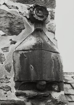 South Queensferry, 14-16 Edinburgh Road.
Detail of sundial on rear of East chimney-stack.