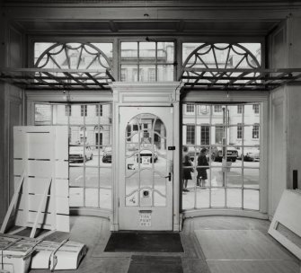 View of shop front from interior