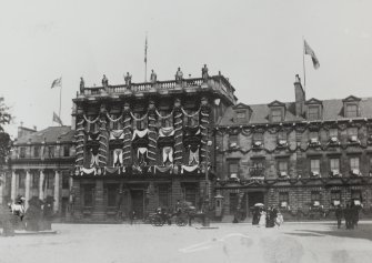 View of no.s 37-42 St Andrew Square, decorated for the coronation of Edward VII
