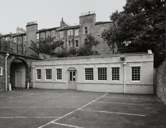 Edinburgh, Boroughmuir High School.
General view of single storey block to North of main building.