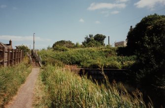 Edinburgh, Kingsknowe Road, Union Canal at former site of Kingsknowe Road bridge from W, immediately N of Kingsknowe Station.