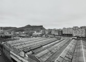 View from first floor window over Waverley Station to the Old Town