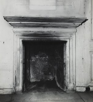 Interior. 
Detail of third floor, fireplace in south wall of east room.