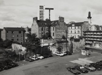 View from East, with David Hume Tower and Mosque in background.