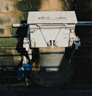Detail of bell on parapet of main tower