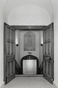 Interior, ground floor, vestibule outside chapel, view from south