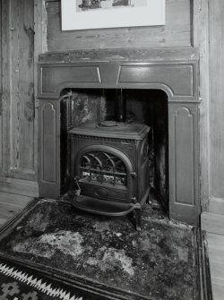 Interior. First floor. Dining room. Detail of fireplace