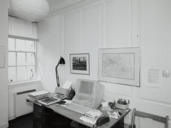 Interior. Second floor. Study including blocked door to a closet formerly behind the staircase