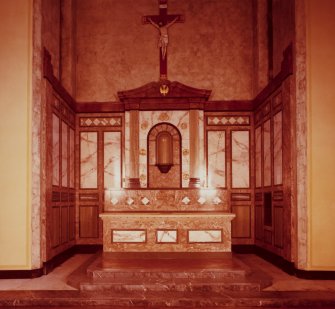 Edinburgh, Woodhall Road, Convent of the Good Shepherd.
Interior view of chapel, detail of altar and reredos.