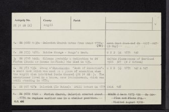 Miscellaneous index card, NM91SE (M), Ordnance Survey index card, Recto