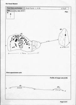 Scanned image of rock art panel sketch, from Scotland's Rock Art project, Midton, 1, Highland
