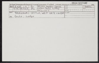 Darnaway Castle, West Gate And Lodge, NH95NE 17, Ordnance Survey index card, Recto