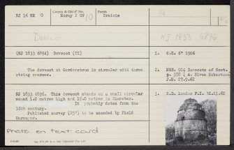 Gordonstoun, NJ16NE 10, Ordnance Survey index card, Recto