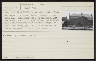 Elgin Cathedral, Precinct Wall, NJ26SW 1.1, Ordnance Survey index card, page number 2, Verso