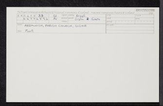 Adminish, Parish Church, Gigha, NR64NW 33, Ordnance Survey index card, Recto