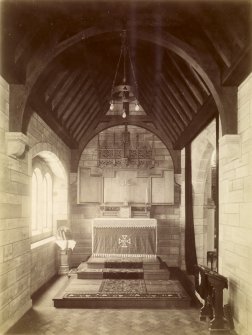 Interior view of The Seabury Chapel altar and lighting in Old St Paul's, Edinburgh