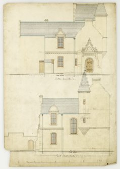 Episcopal School. N elevation, and W elevation.