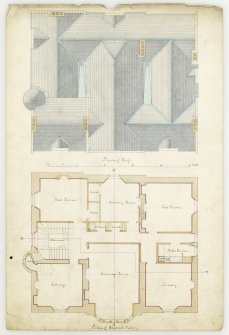 Episcopal School. Plan of attics, and section AB.