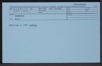 Bourhouse, NT67NE 133, Ordnance Survey index card, Recto