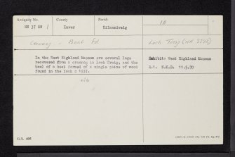 Loch Treig, NN37SW 1, Ordnance Survey index card, Recto