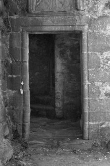 View of main entrance doorway at Barscobe Castle.