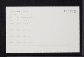 West Lamberkine Wood, NO02SE RR 9b, Ordnance Survey index card, Recto