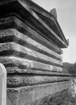 Detail of stonework of Lynedoch Mausoleum.