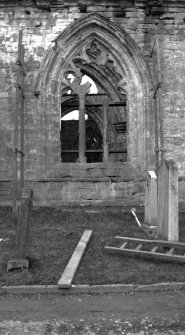 Dunkeld, Dunkeld Cathedral.
View of window with scaffolding.