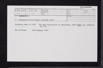 Abernethy 6, NO11NE 85, Ordnance Survey index card, Recto