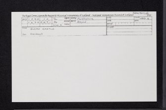 Elcho Castle, NO12SE 12, Ordnance Survey index card, Recto