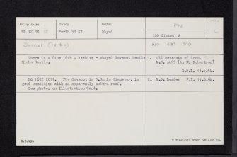 Elcho Castle, NO12SE 12, Ordnance Survey index card, Recto