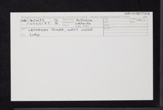 Lethendy House, West Lodge, NO14SW 32, Ordnance Survey index card, Recto