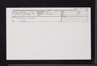 Kinloch House, NO21SE 73, Ordnance Survey index card, Recto