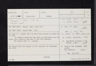 Kinghornie, NO87SW 9, Ordnance Survey index card, page number 1, Recto