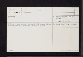 Kinghornie, NO87SW 9, Ordnance Survey index card, page number 2, Verso