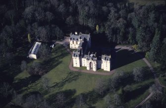 Oblique aerial view centred on the castle taken from the SSE.