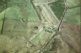 Oblique aerial centred on the remains of the anti-aircraft battery, taken from the E.