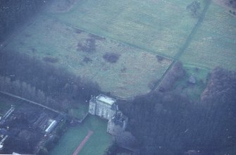 Aerial view of Kinneil House, Old Kinneil Kirk, Antonine Wall.
