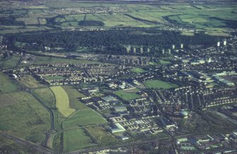 Oblique aerial view centred on the industrial estate with lock adjacent, taken from the N.