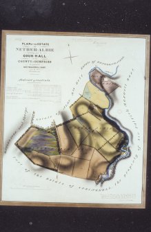 Photographic copy of drawing showing estate plan.