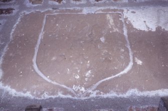 Detail of dated stone shield.