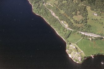 Urquhart Castle, oblique aerial view, taken from the ENE.